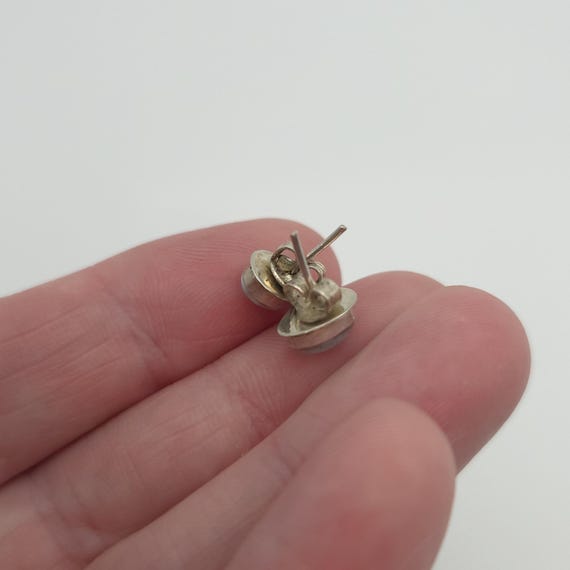 Sterling Silver Small Larimar Stone Rustic Stud E… - image 3