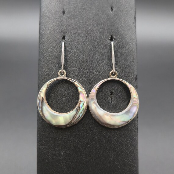 Sterling Silver Abalone Shell Beach Dangle Earrin… - image 1