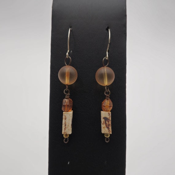 Sterling Silver Handmade Rustic Wood Earrings A2394