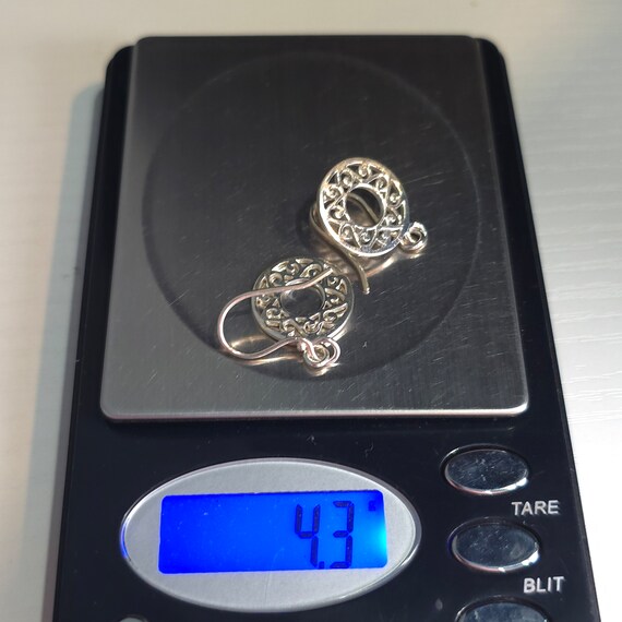 925 Sterling Silver Unique Pattern Round Earrings… - image 6