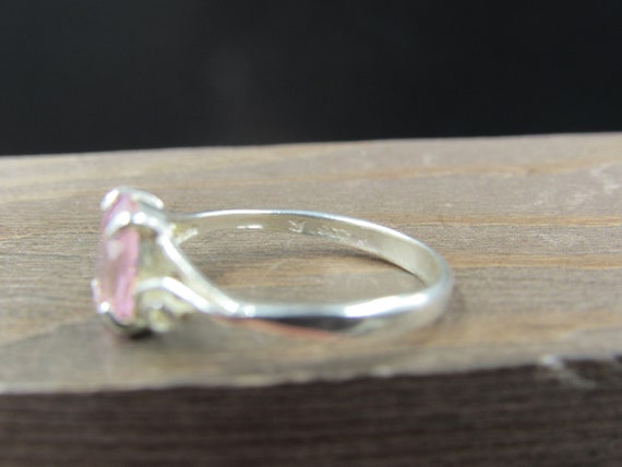 Size 6.5 Sterling Silver Bright Pink CZ With Swir… - image 4