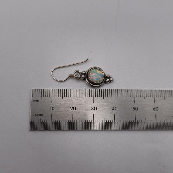 Sterling Silver Rustic Style Cute Opal Dangle Ear… - image 4