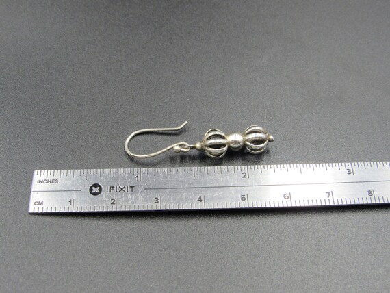 Sterling Silver Rustic Odd Open Orb Earrings Vint… - image 4