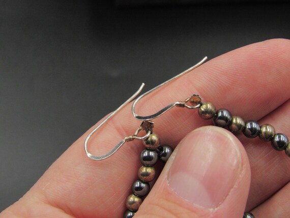 Sterling Silver Rustic Hematite Ball Earrings Vin… - image 2