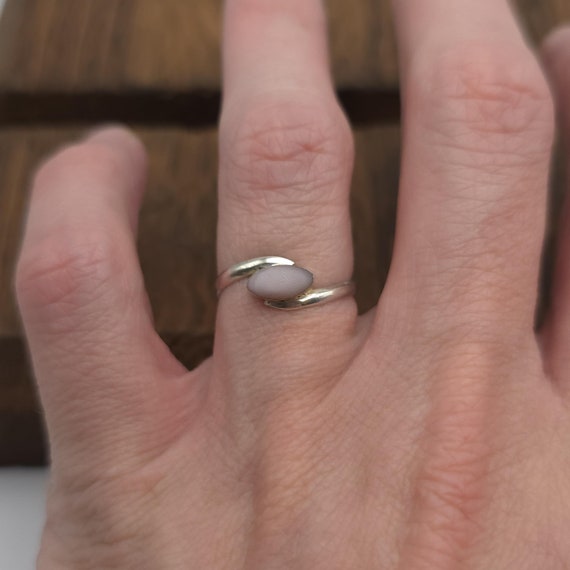 Size 6.25 Sterling Silver Rustic Worn Shell Ring … - image 1