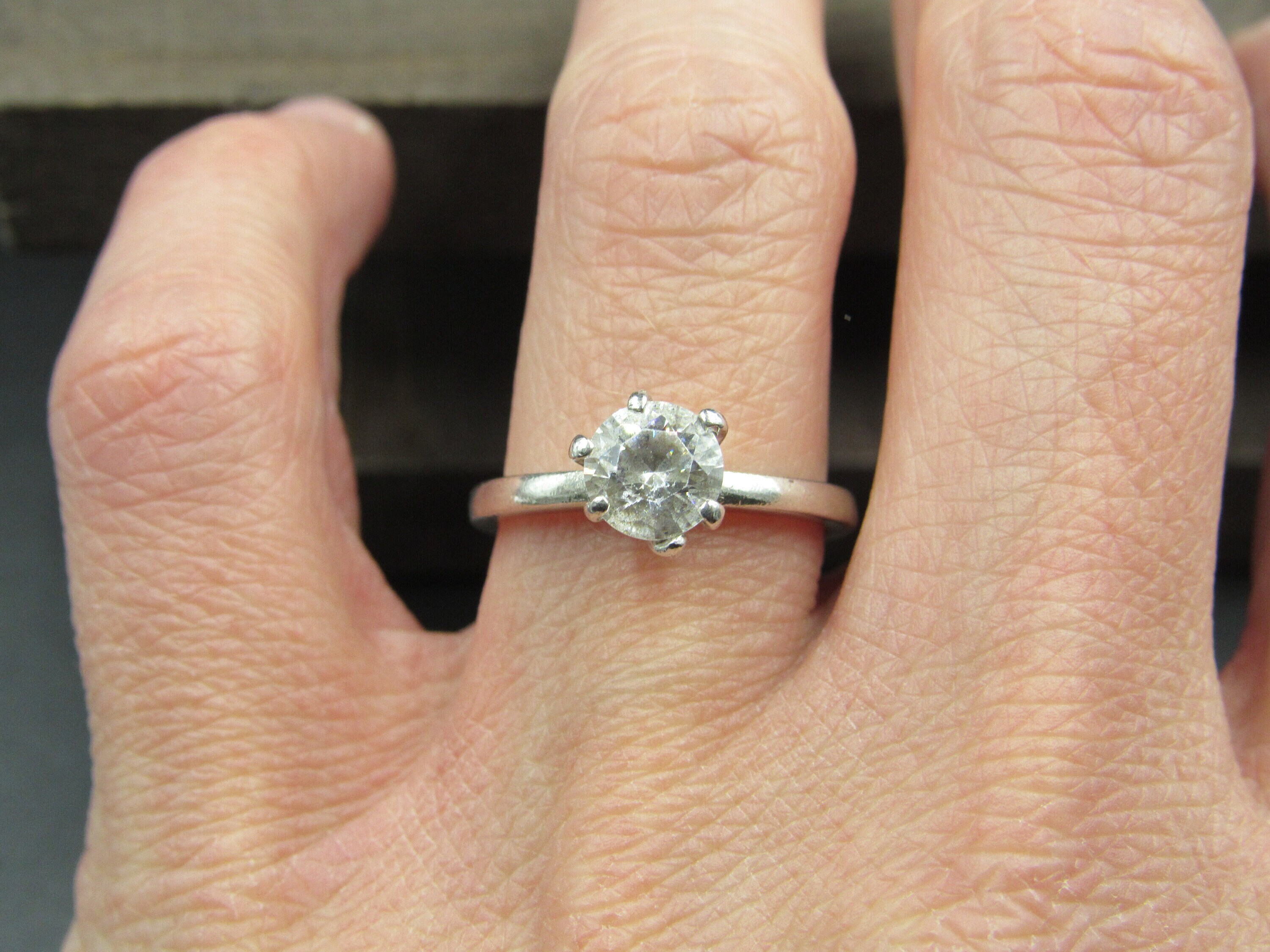 Size 7.25 Sterling Silver Original Single Cubic Zirconia