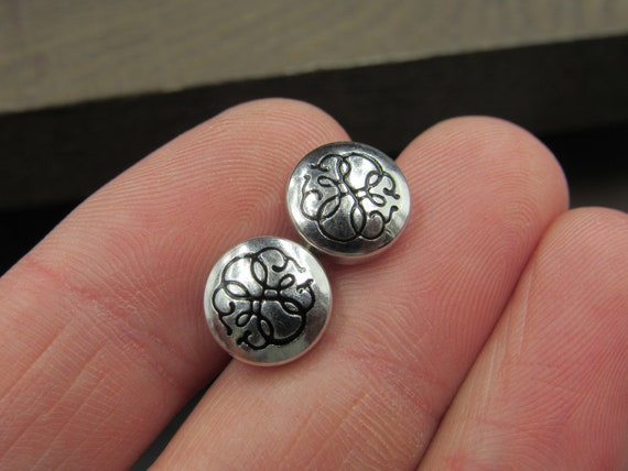 Silver Tone Alex And Ani Pattern Stud Earrings Vi… - image 3