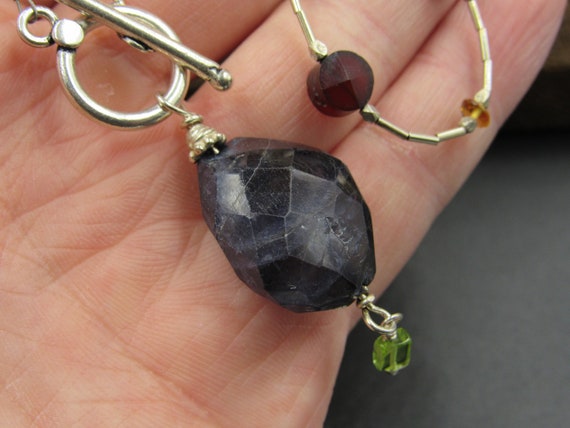 18" Sterling Silver Large Rough Cut Tanzanite Sto… - image 4