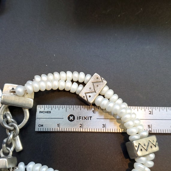 6 Inch Sterling Silver Solid Rustic Genuine White… - image 6