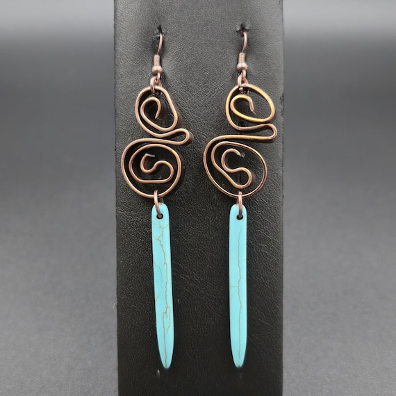 Copper Howlite Stone Abstract Pattern Handmade Ea… - image 1