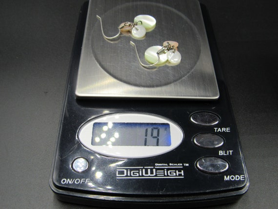 Sterling Silver Three Circle Shell Dangle Earring… - image 6