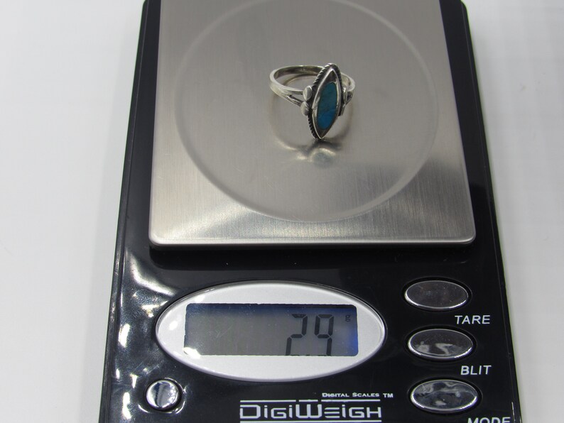 Size 6.25 Sterling Silver Blue Inlay Band Ring Vintage Luxury Beautiful Stunning Statement Gift Classic Cute Special Cool