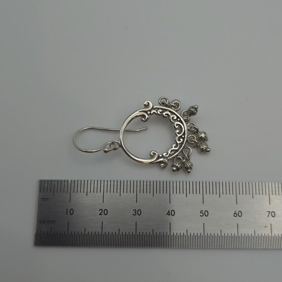 Sterling Silver Unique Pattern Hefty Earrings A11… - image 5