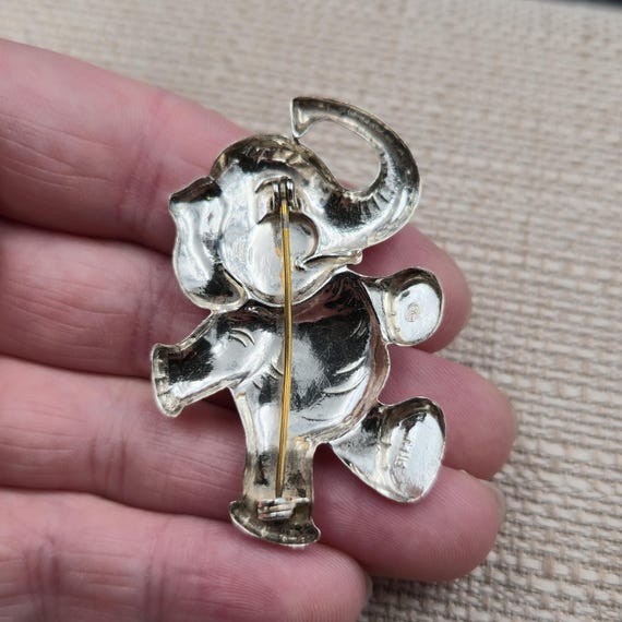 Sterling Silver Large Dancing Elephant Animal Pin… - image 4