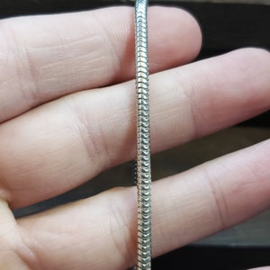 7 Inch 925 Sterling Silver M Charm Snake Chain Bracelet