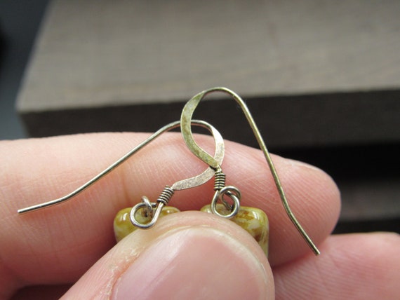 Sterling Silver Small Weird Rectangle Stone Earri… - image 3