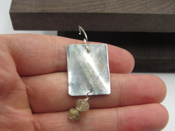 Sterling Silver Rectangle Quartz Stone Earrings V… - image 3