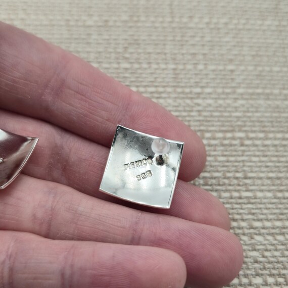 Sterling Silver Two Tone Pattern Solid Earrings A… - image 4