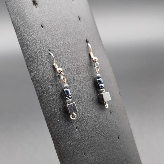 Silver Over Copper Handmade Beaded Dangle Earring… - image 2