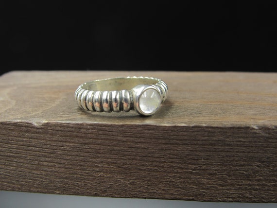 Size 6.5 Sterling Silver Cool Pattern Moonstone B… - image 2