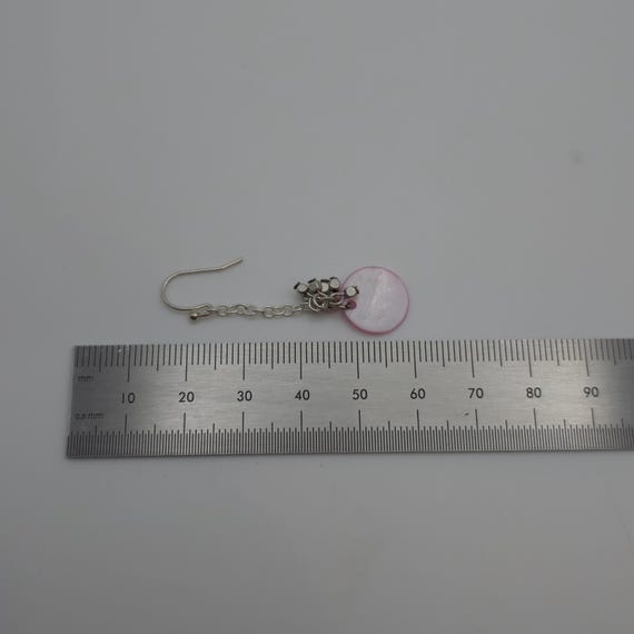 Sterling Silver Pink Shell Rustic Long Earrings A… - image 3