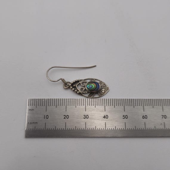 Sterling Silver Cute Abalone Shell Dangle Earring… - image 4