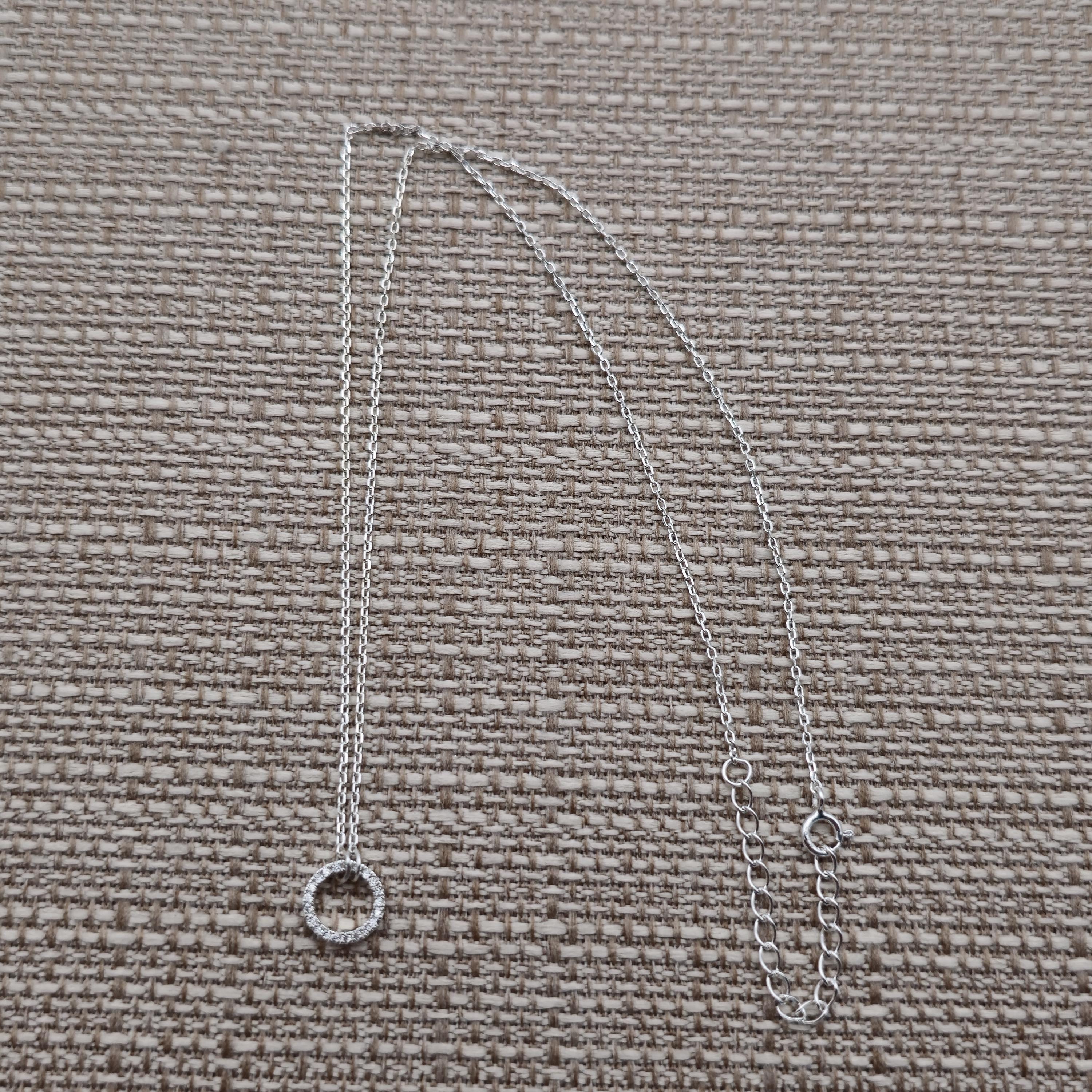 18 Inch Sterling Silver Small Circle of Cubic Zirconia Necklace