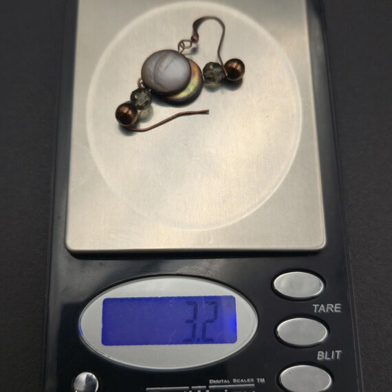 Copper Brown Circle Shell Dangle Earrings A6729 - image 5