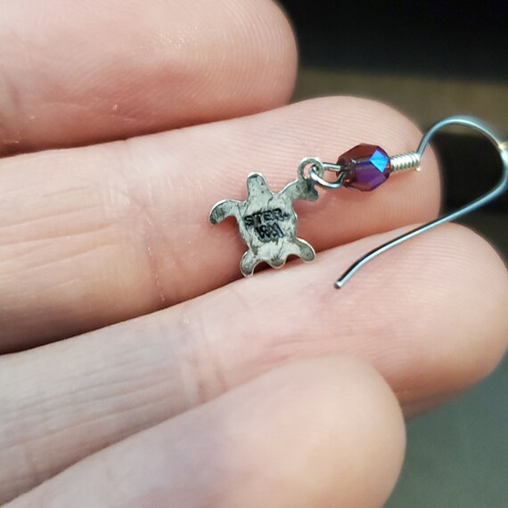 925 Sterling Silver Tiny Adorable Turtle Dangle E… - image 3