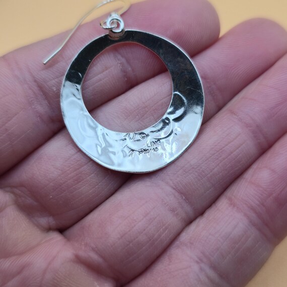 Sterling Silver Native Style Pattern Dangle Earri… - image 3