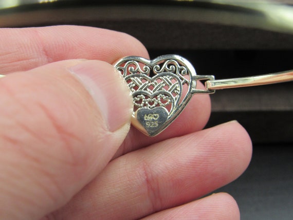 7" Silver Tone Rustic Heart Love Bracelet Vintage… - image 3