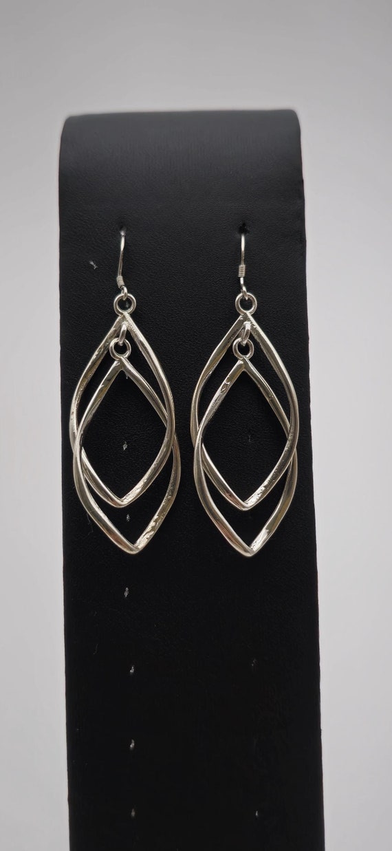Sterling Silver Double Loop Style Large Earrings … - image 1