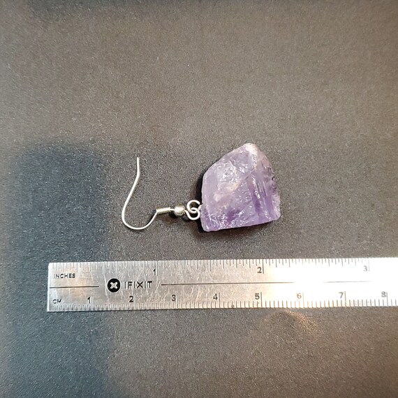 Sterling Silver Amethyst Rough Stone Earrings - image 4
