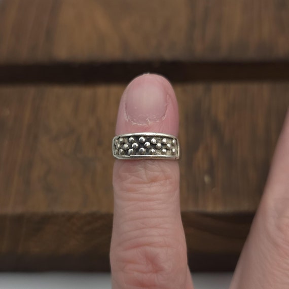 Size 1.5 Sterling Silver Rustic Odd Pattern Toe R… - image 1