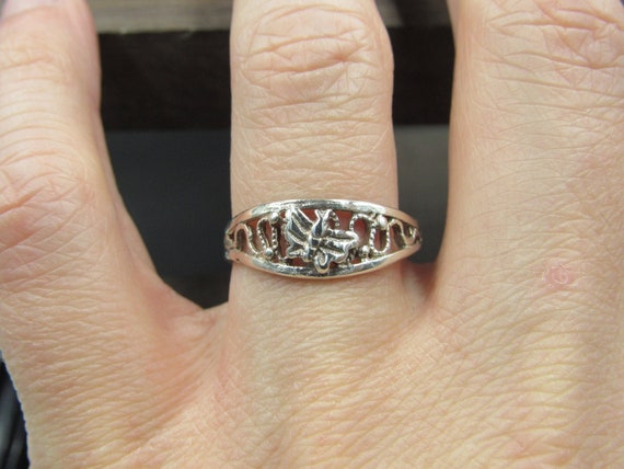 Size 8.5 Sterling Silver Rustic Odd Butterfly Ban… - image 1