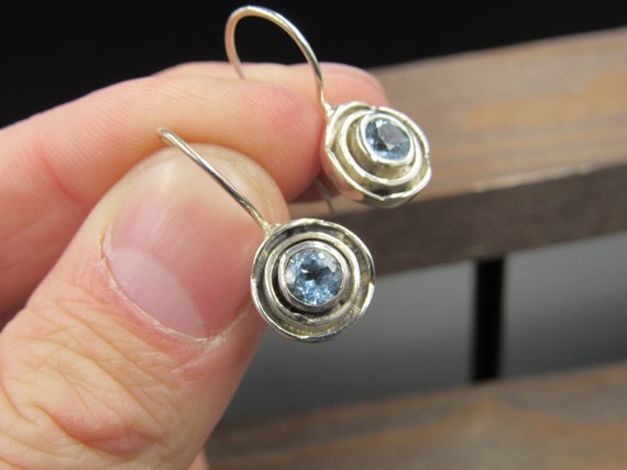 Sterling Silver Rustic Swirling Pattern Blue Topa… - image 2