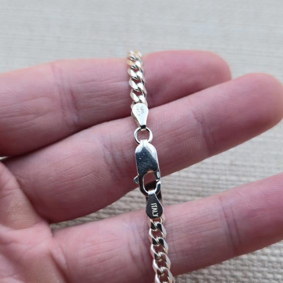 7 Inch Sterling Silver Simple Pattern Unisex Chai… - image 4