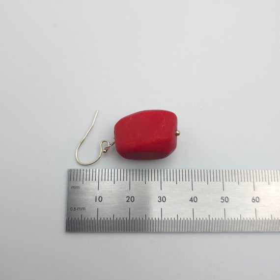 925 Sterling Silver Large Chunky Red Shell Dangle… - image 6