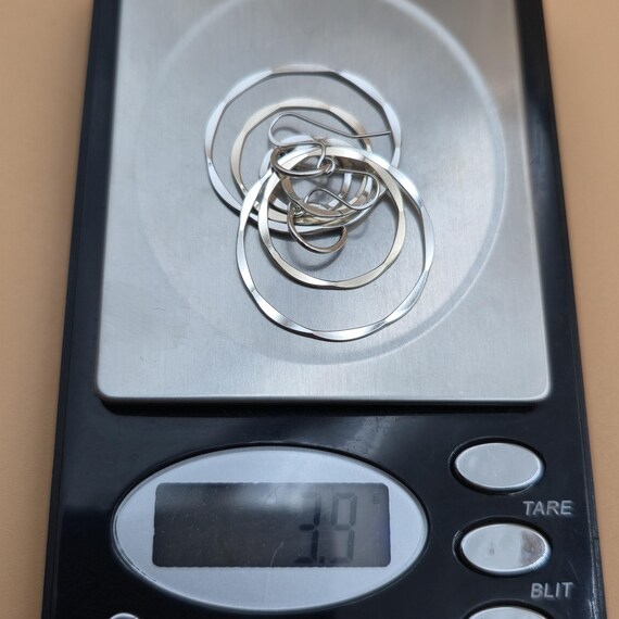 Sterling Silver Layered Circle Pattern Dangle Ear… - image 4