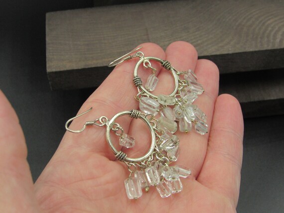 Sterling Silver Tribal Clear Quartz Gem Earrings … - image 2