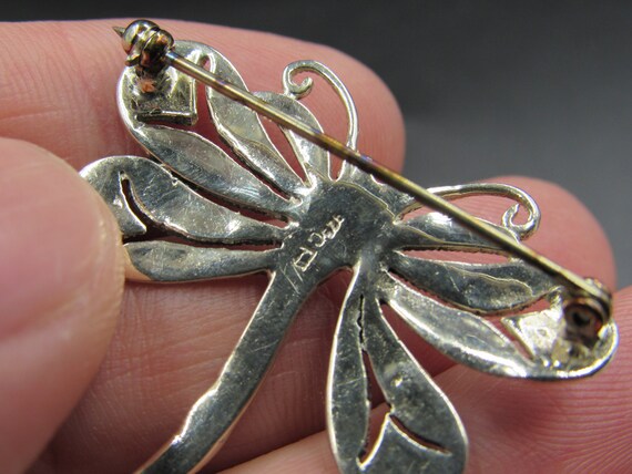 Sterling Silver Marcasite Dragonfly Pin Brooch - image 5