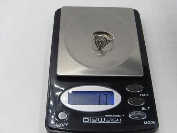 Size 6 Sterling Silver Rustic Odd Pattern Diamond… - image 8