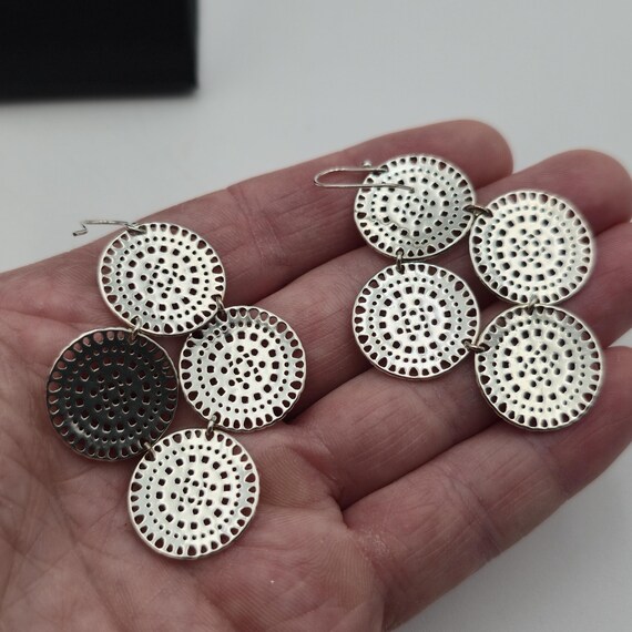 Sterling Silver Large Pattern Crystal Earrings A4… - image 4