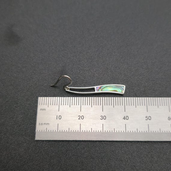 Sterling Silver Simple Abalone Shell Dangle Earri… - image 4