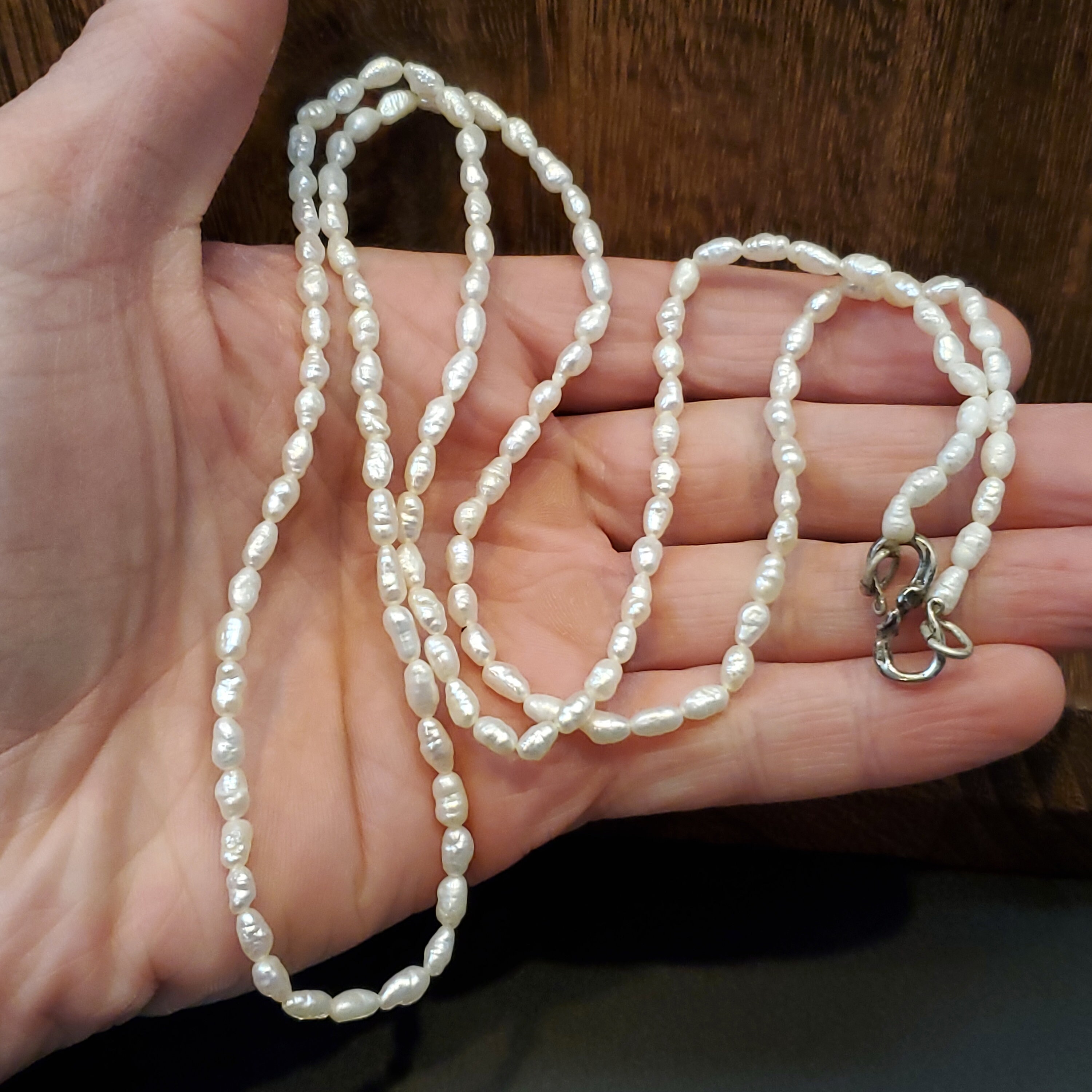 【美品】argue／SILVER.925 RicePerl NECKLACE N18-20-4RPEARL-