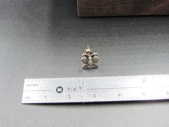 Sterling Silver Tiny Rustic Butterfly Stud Earrin… - image 5