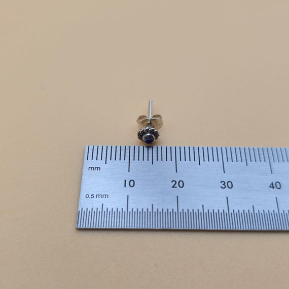 Sterling Silver Tiny Purple Stone Stud Earrings A… - image 4