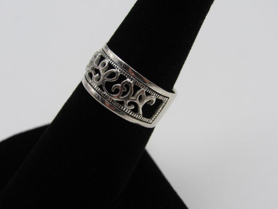 Vintage Size 6.25 Sterling Silver Ornate Stylish … - image 2