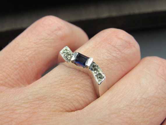 Size 7.25 Sterling Silver Blue Cubic Zirconia And… - image 2