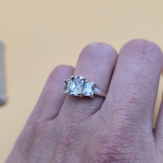 Size 8 Sterling Silver Triple Rectangle Cubic Zir… - image 4